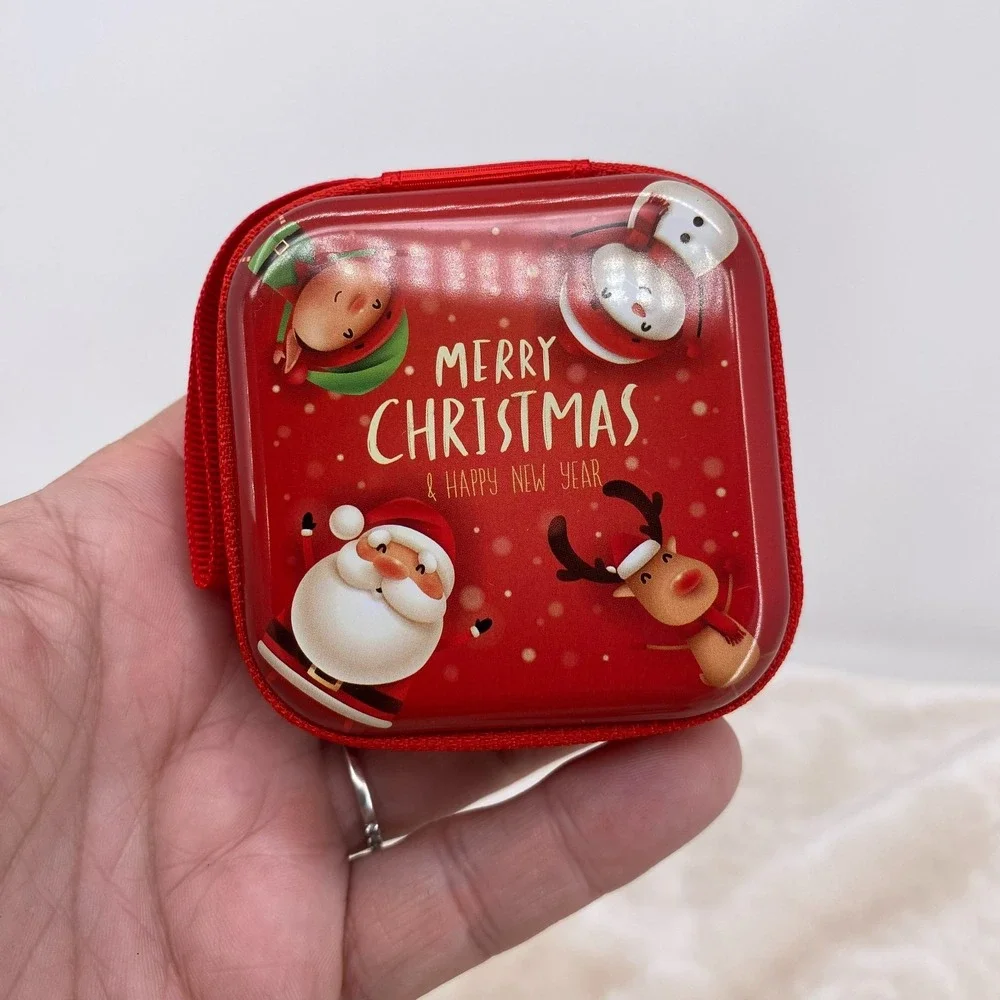 Christmas Zipper Purse Gift Case Ornament Santa Reindeer Snowman Red Pouch NEW